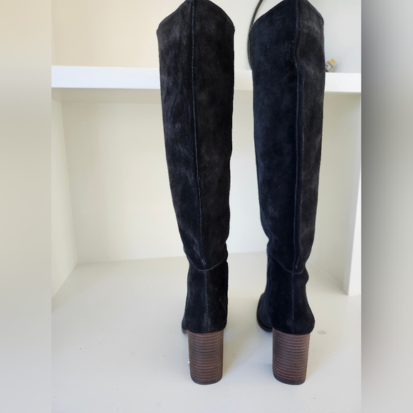 Sam Edelman Olly River Black Distress Suede square Toe Pull on Knee High Size 7 - Picture 5 of 10
